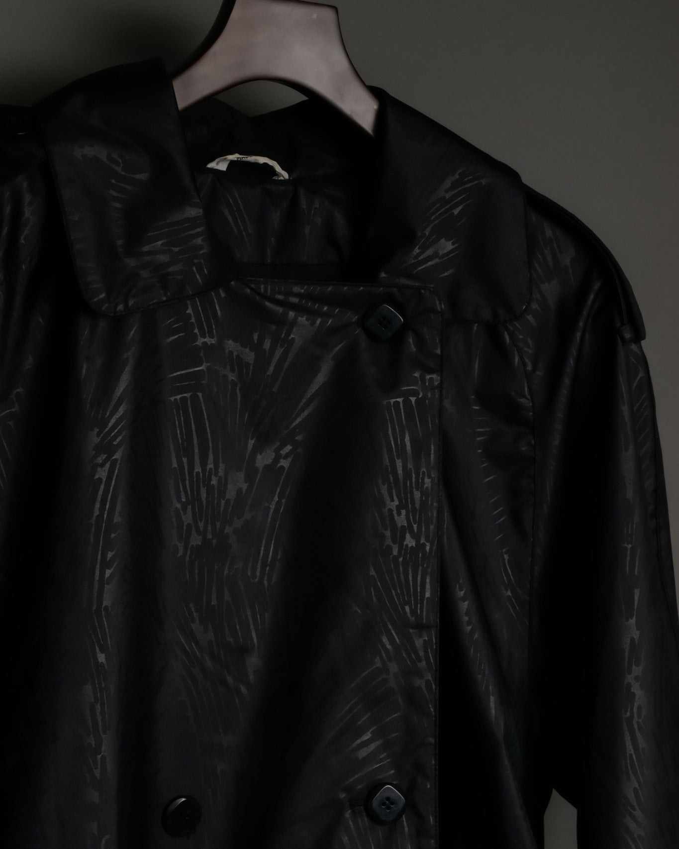 Botanical Pattern Nylon Double Breasted Coat