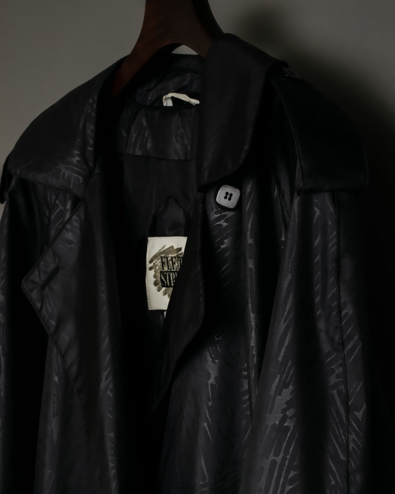 Botanical Pattern Nylon Double Breasted Coat