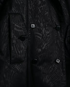 Botanical Pattern Nylon Double Breasted Coat
