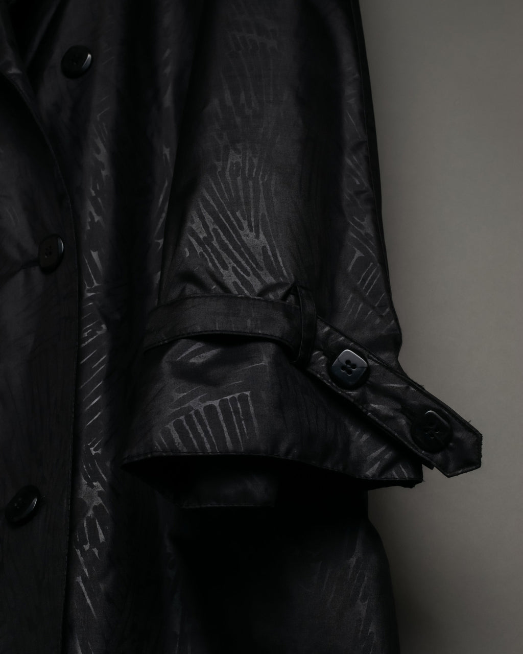 Botanical Pattern Nylon Double Breasted Coat