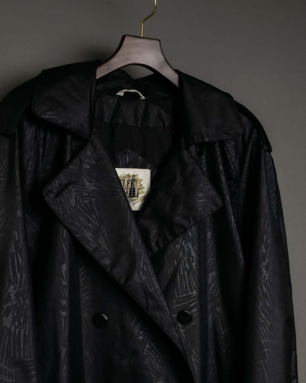 Botanical Pattern Nylon Double Breasted Coat