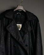 Botanical Pattern Nylon Double Breasted Coat