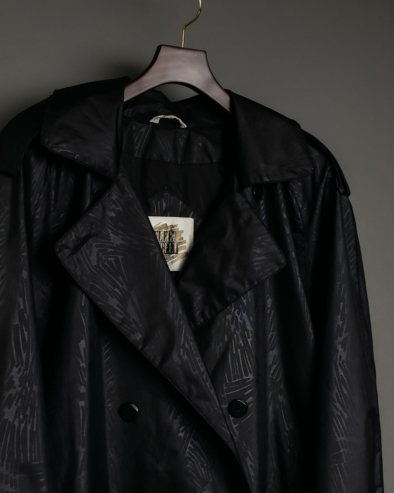 Botanical Pattern Nylon Double Breasted Coat