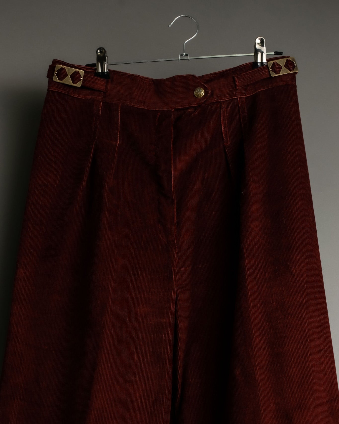Deep Red High Waist Corduroy Flared Pants