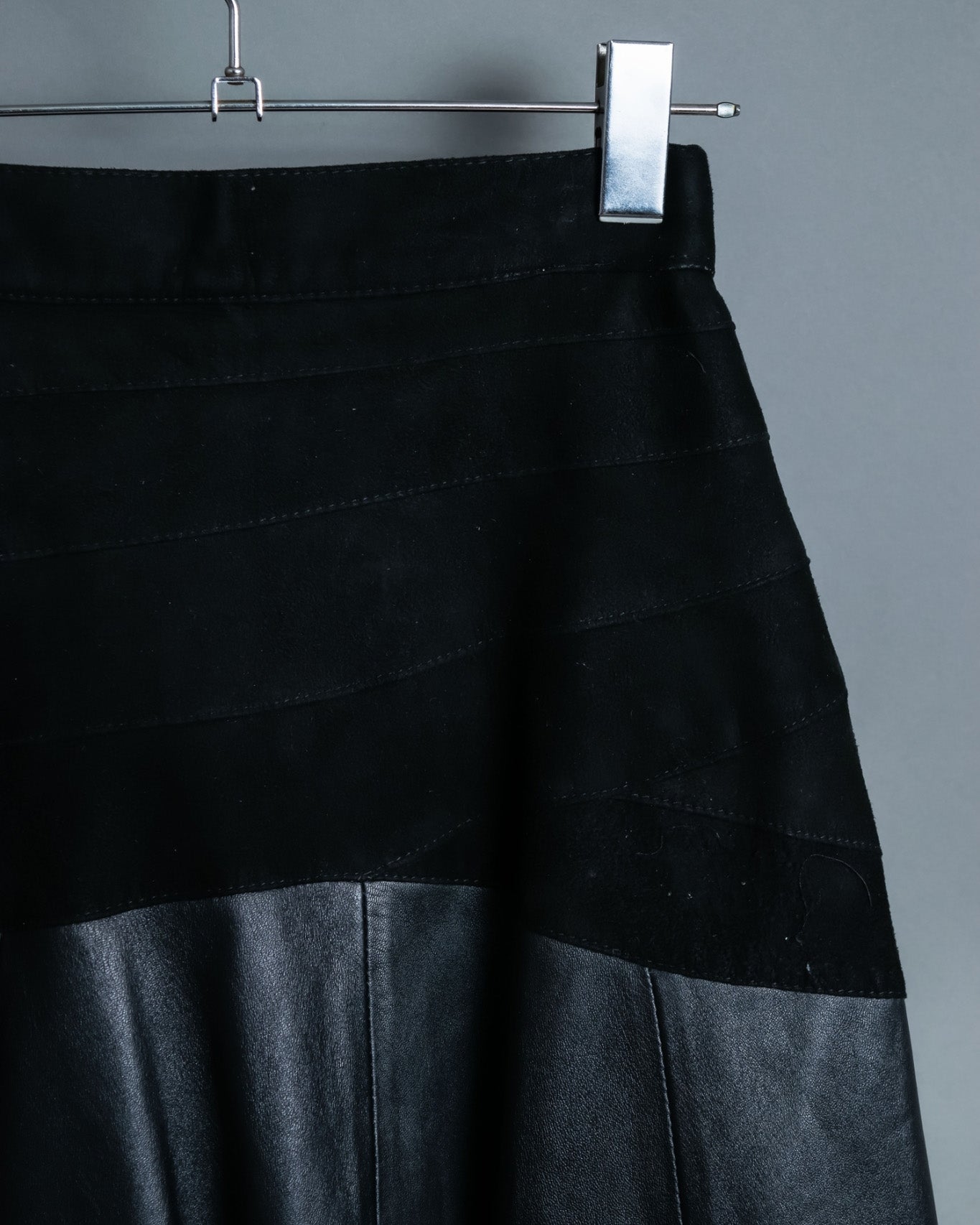 Leather Switching Long Unisex Skirt
