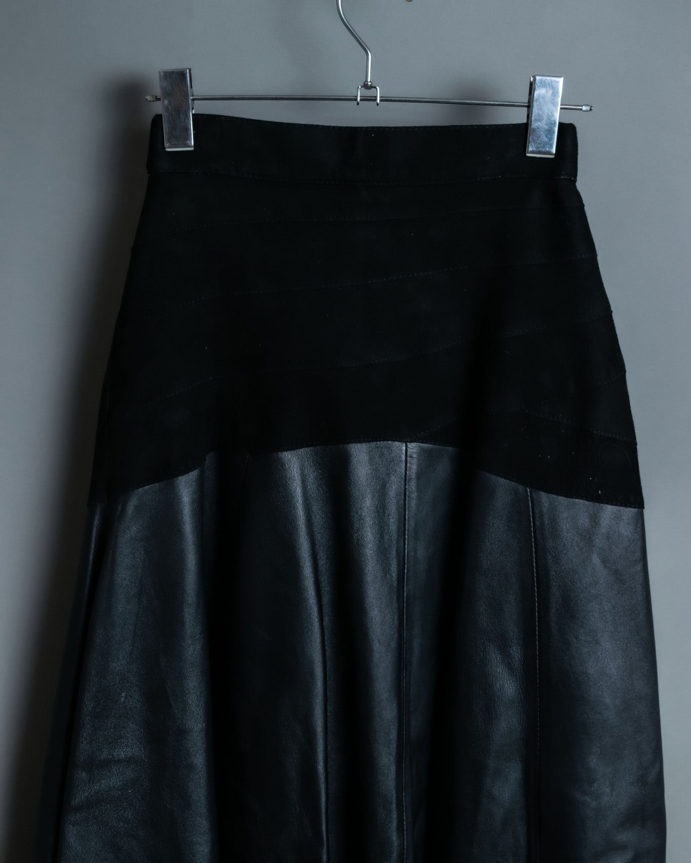 Leather Switching Long Unisex Skirt