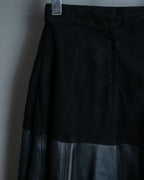 Leather Switching Long Unisex Skirt