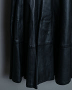 Leather Switching Long Unisex Skirt