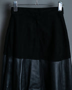 Leather Switching Long Unisex Skirt
