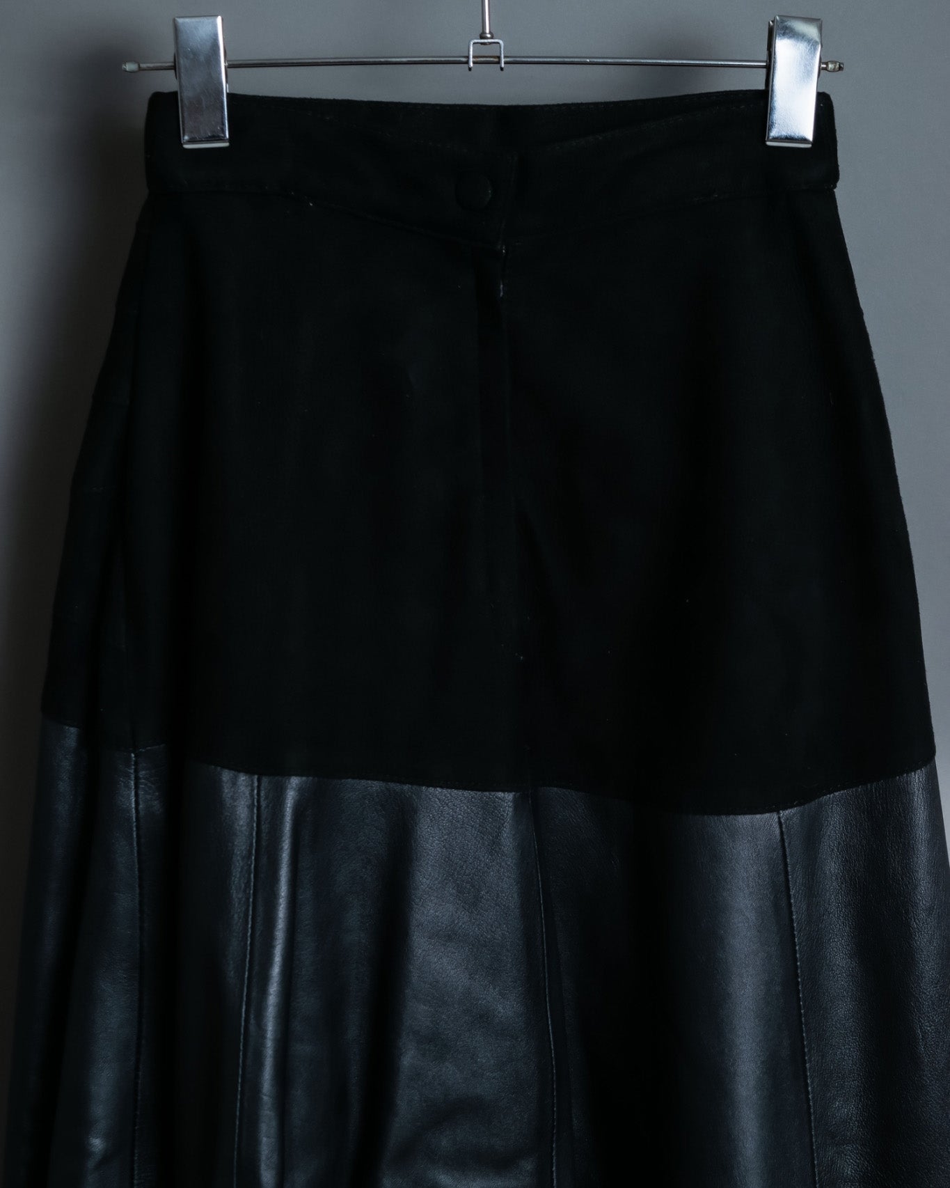 Leather Switching Long Unisex Skirt