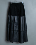 Leather Switching Long Unisex Skirt