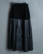 Leather Switching Long Unisex Skirt