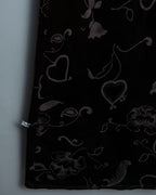 Sculpture Flower Velour Dark Brown Unisex Skirt