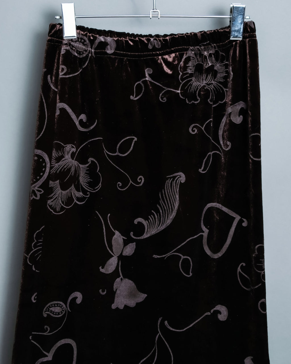 Sculpture Flower Velour Dark Brown Unisex Skirt
