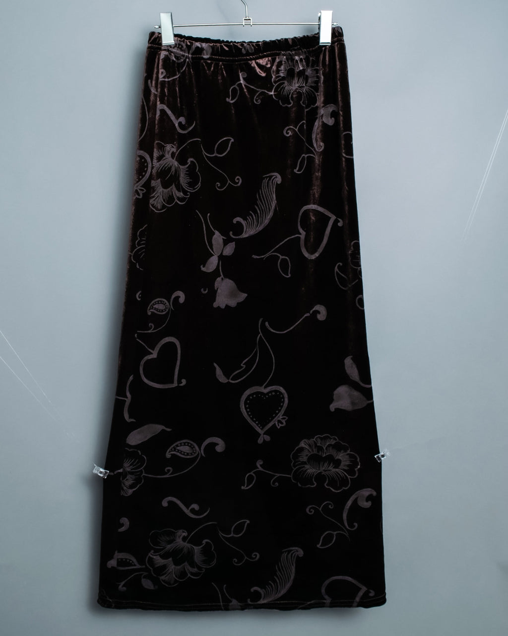 Sculpture Flower Velour Dark Brown Unisex Skirt