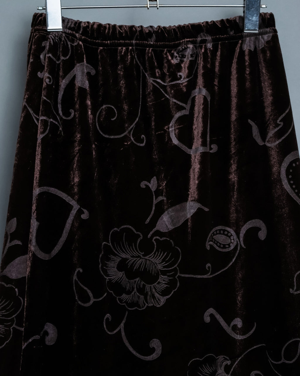 Sculpture Flower Velour Dark Brown Unisex Skirt