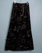 Sculpture Flower Velour Dark Brown Unisex Skirt