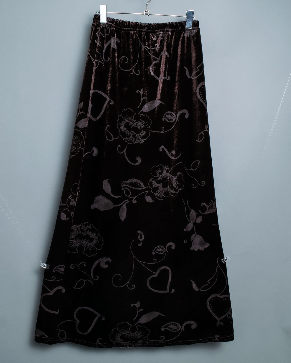 Sculpture Flower Velour Dark Brown Unisex Skirt