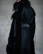 MOOD SPECIAL Art Peace Maxi Length Fur Collar Fringe Coat