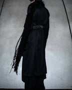 MOOD SPECIAL Art Peace Maxi Length Fur Collar Fringe Coat