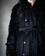 MOOD SPECIAL Art Peace Maxi Length Fur Collar Fringe Coat