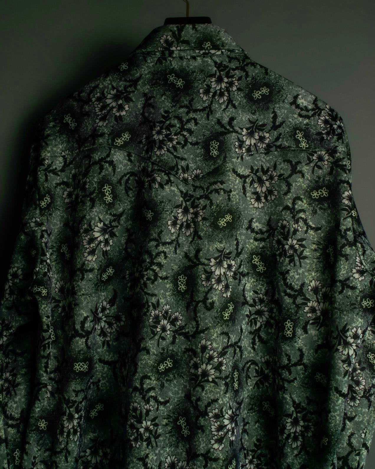 "KARMAN" Beautiful Green Flower Pattern Western Shirt