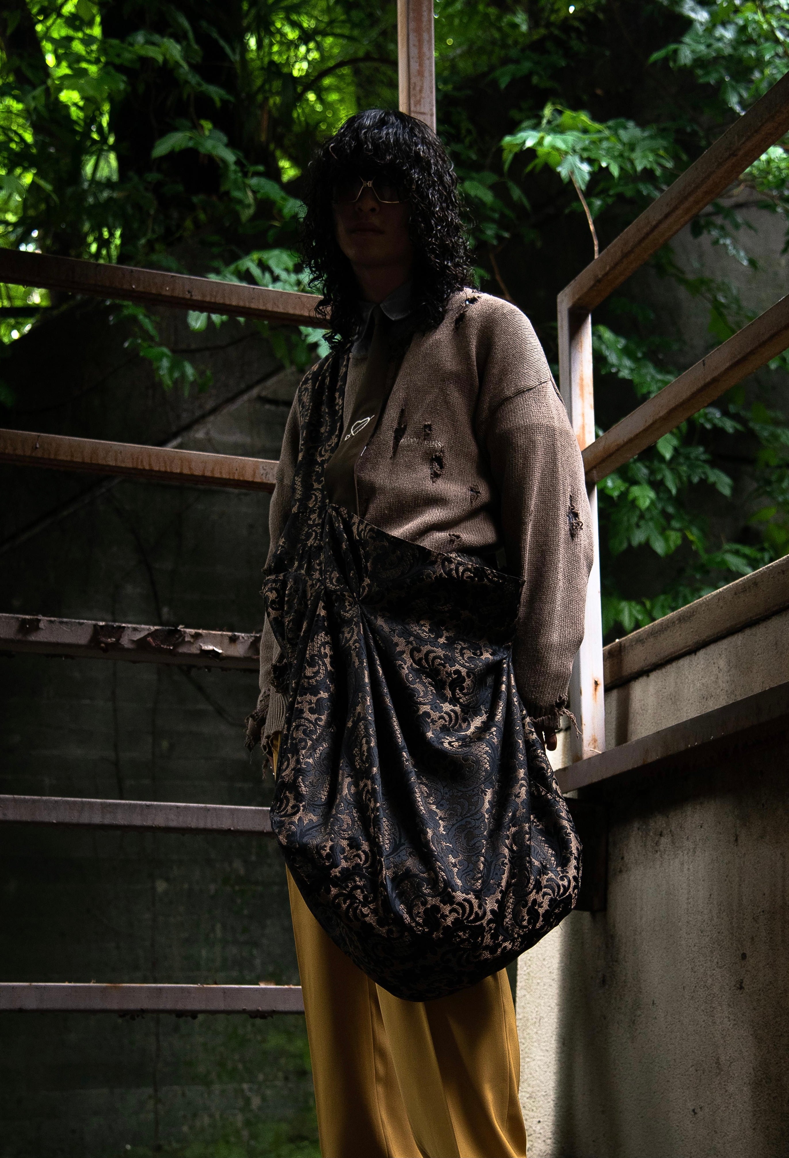 "Authority series"  Jacquard Shoulder Bag  : Gold