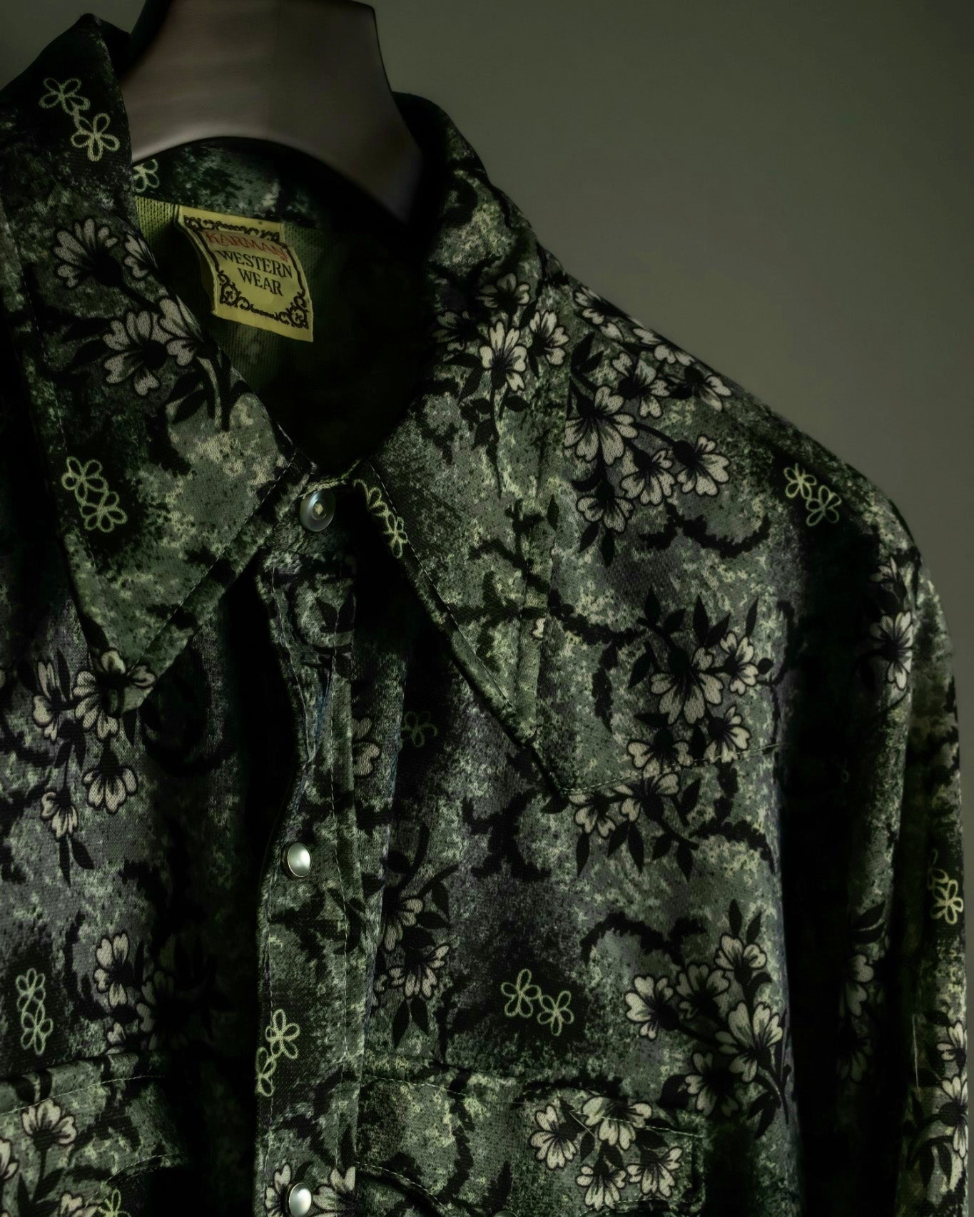 "KARMAN" Beautiful Green Flower Pattern Western Shirt