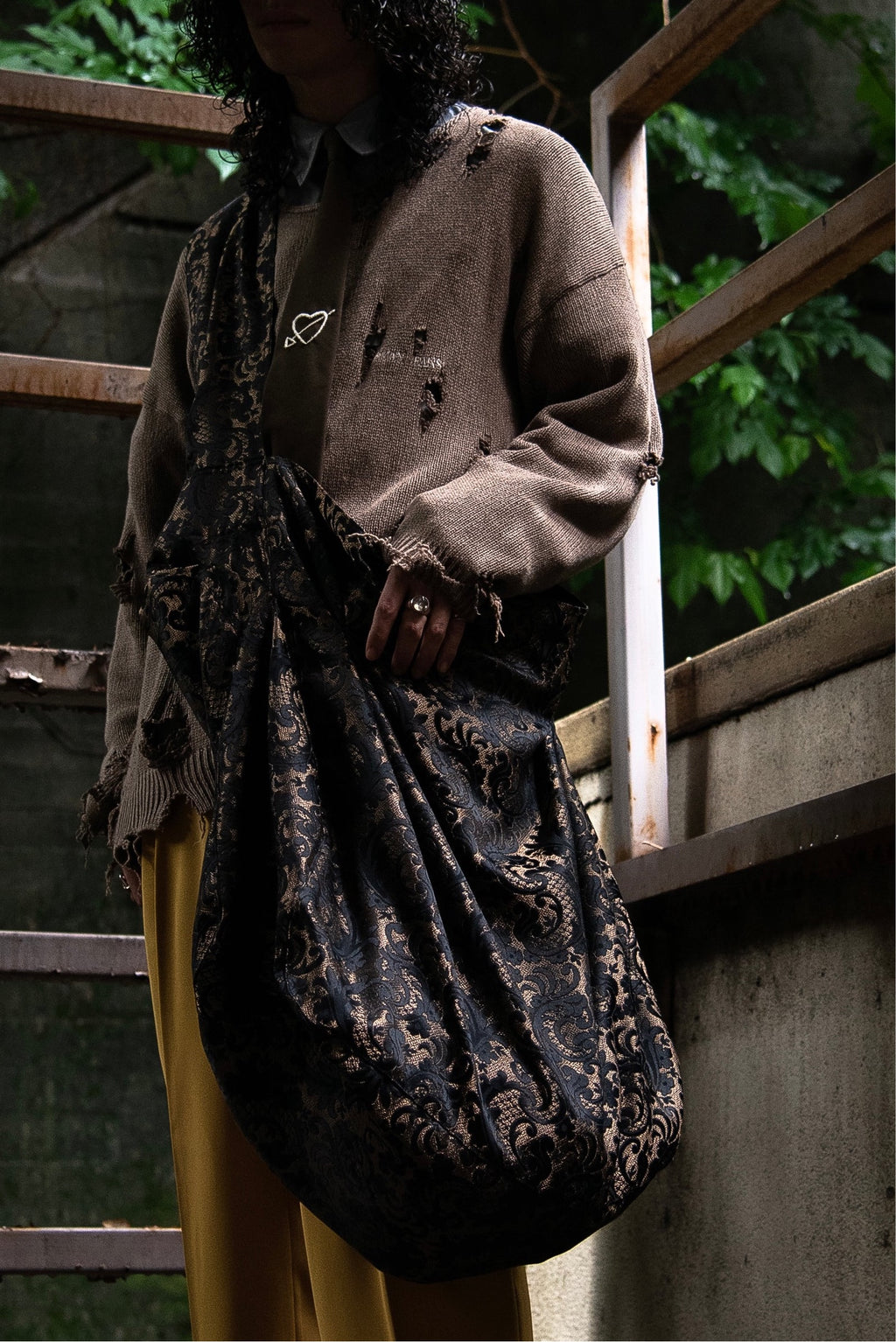 "Authority series"  Jacquard Shoulder Bag  : Gold